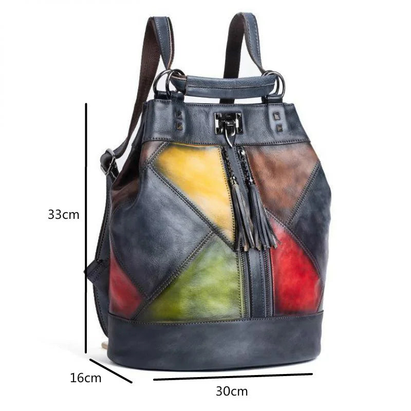 GAGACIA High Quality Retro Women Backpack Cow Leather Ladies Handmade Embossed Backpacks For School Teenagers Girls Luxury Bags