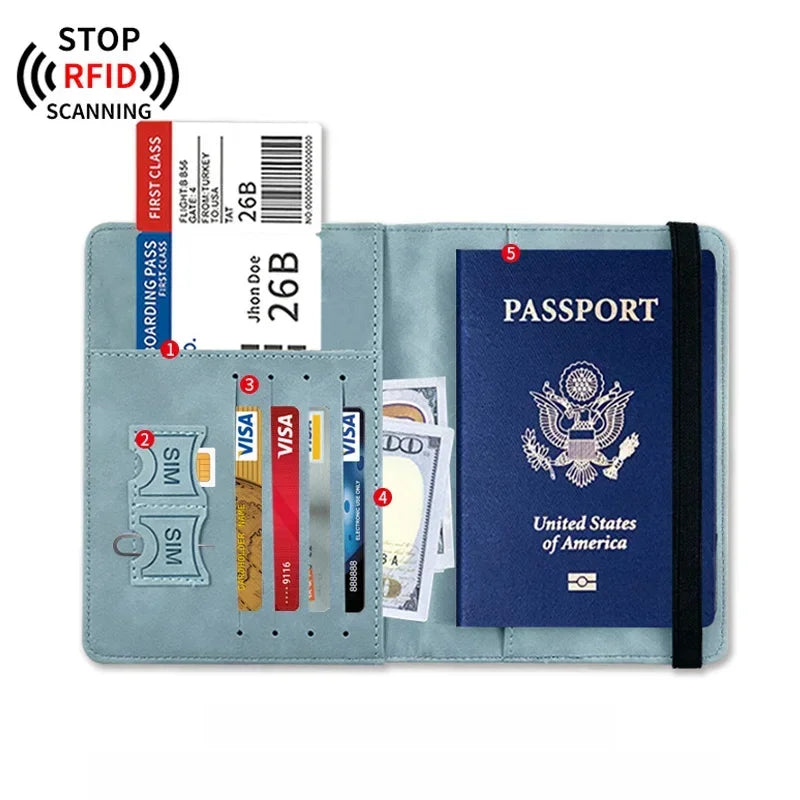 Personalized Passport Cover Travel Wallet Functional Document Business Elastic Band Personalized Passport Holder