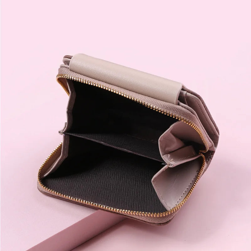 New Women Wallet Leaf Hasp Clutch Brand Designed Student Leather Mini Coin Purse Female Card Holder Money Bag