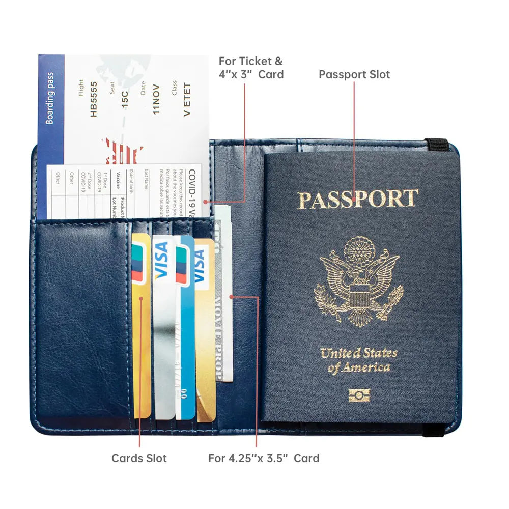 Personalize Passport Holder Cover Card Slot Combo RFID Blocking Leather Travel Passport Cover Luxuy Wallet Customized Name