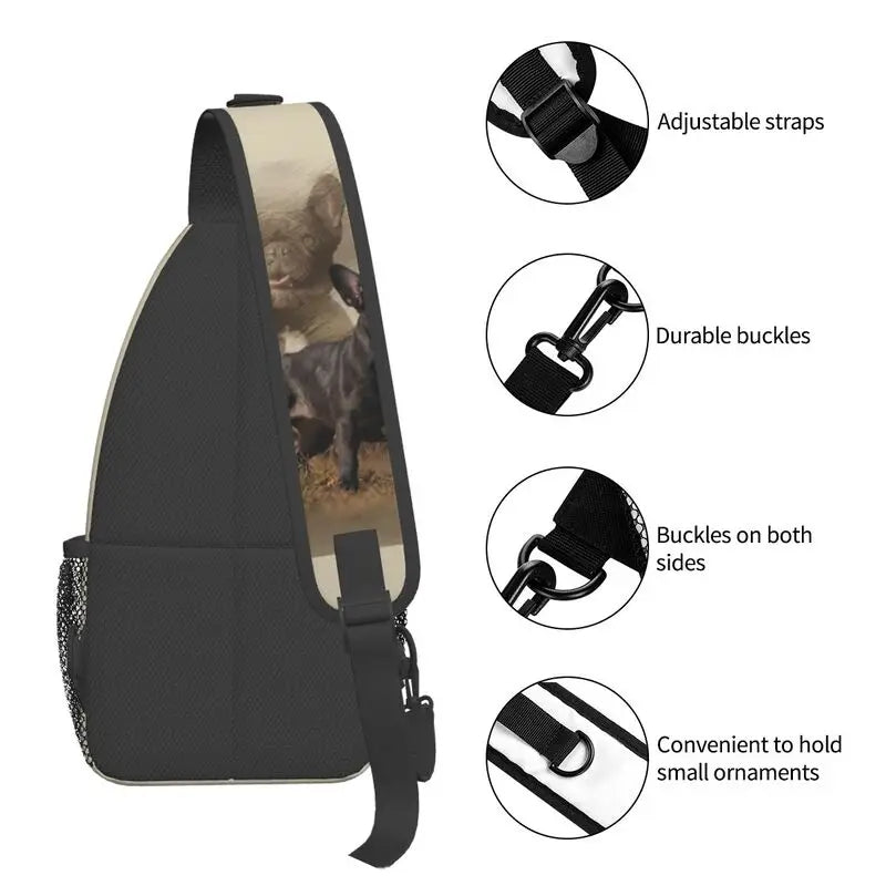 Personalized Cool French Bulldog Sling Bag for Men Fashion Pet Dog Shoulder Crossbody Chest Backpack Travel Hiking Daypack