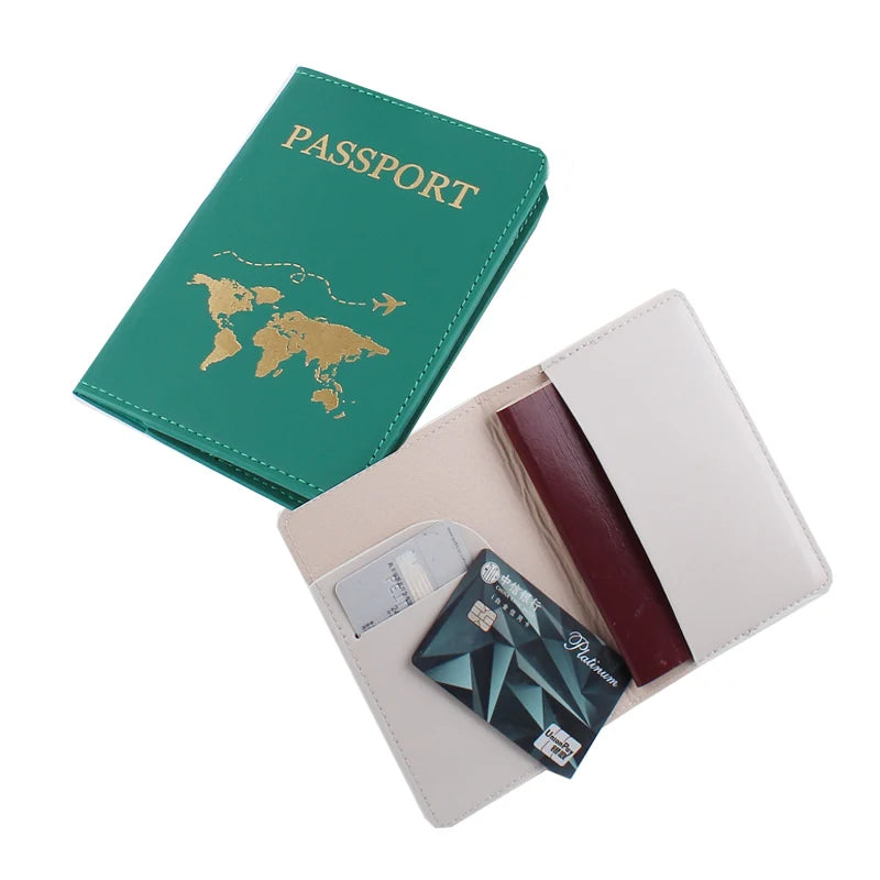 PU Leather Travel Passport Cover  Fashion Women Passport Holder Case for Men Travel Document Credit Card Case