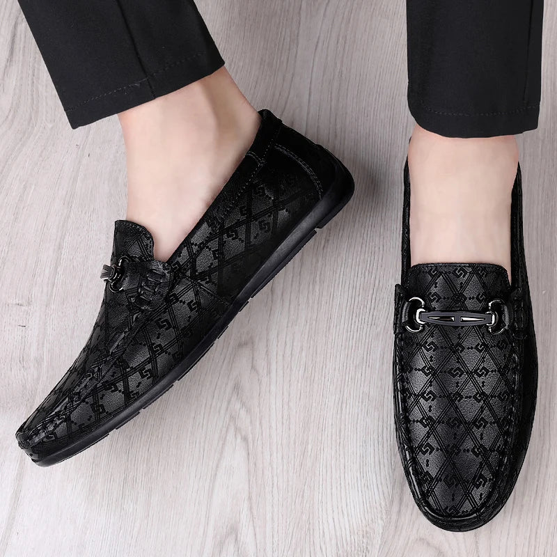 New Black Loafers Men's Leather High Quality Designer Men's Shoes Leather Shoes Soft Sole Comfortable Casual Shoes Moccasin