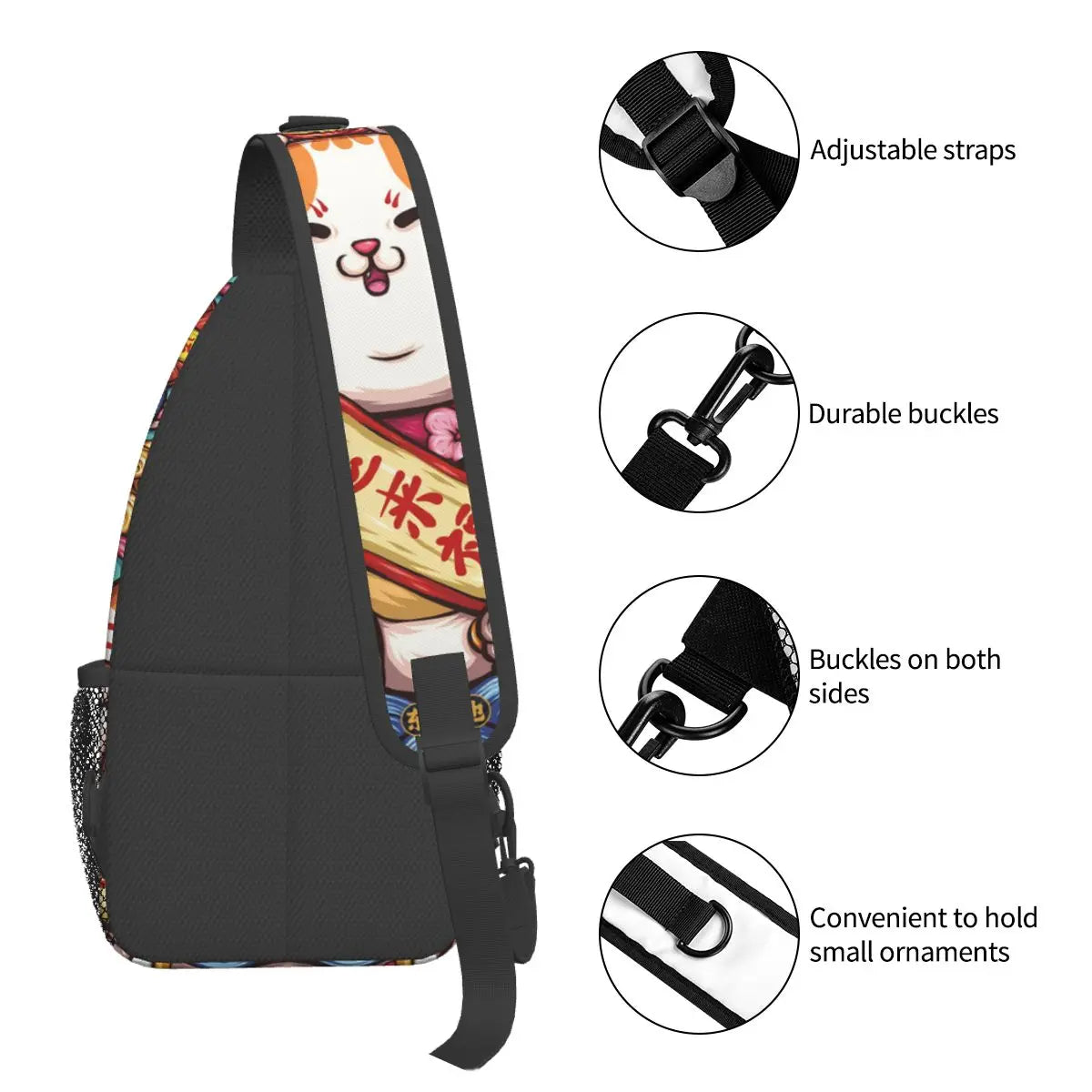 Japanese Style Crossbody Bag Sports Lucky And Blessing Chest Bag Unisex Women Man Fashion Shoulder Backpacks Travel