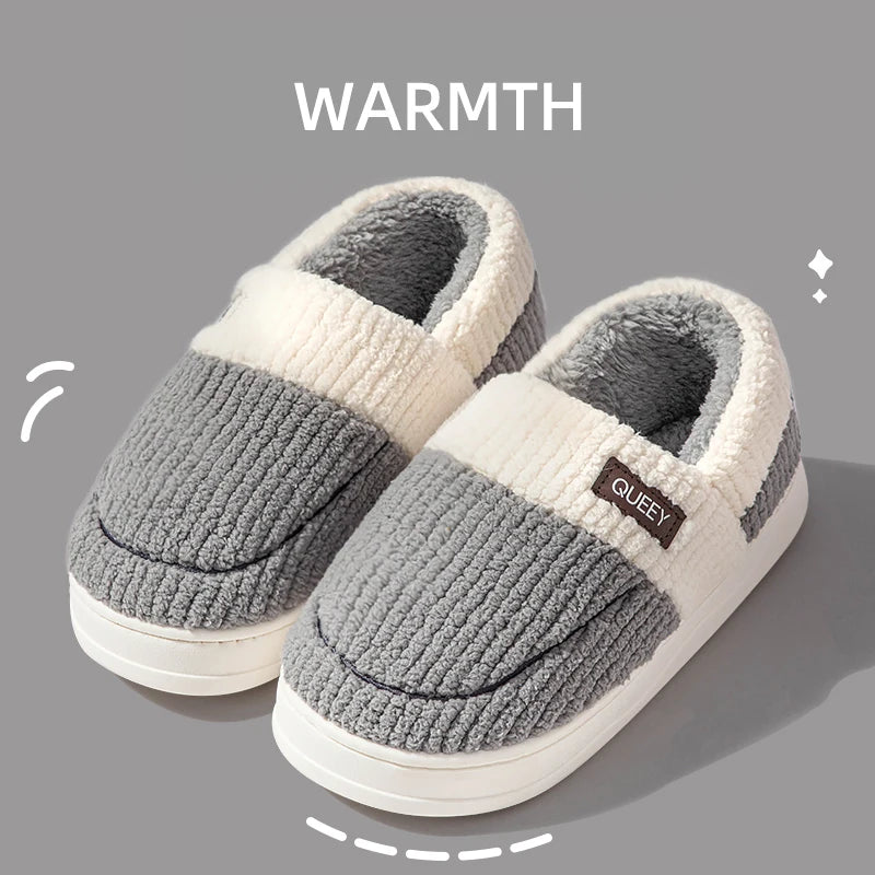 Winter Home cotton mop Men Indoor Outdoor Wear Soft Thick Cover heel PVC Non-slip Warm Cute Simplicity Design Fashion