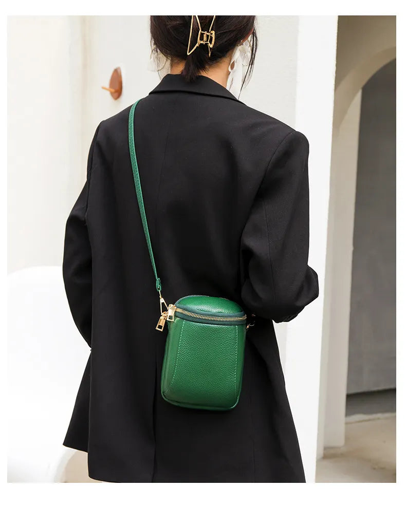 High-quality Soft Genuine Leather Mobile Phone Bag New Mini Cross-body Bag Texture Top Layer Cowhide Shoulder Bag for Women