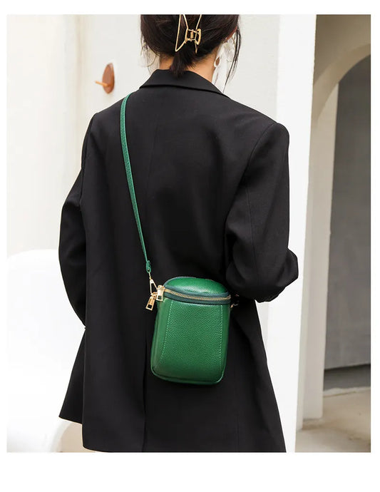 High-quality Soft Genuine Leather Mobile Phone Bag New Mini Cross-body Bag Texture Top Layer Cowhide Shoulder Bag for Women