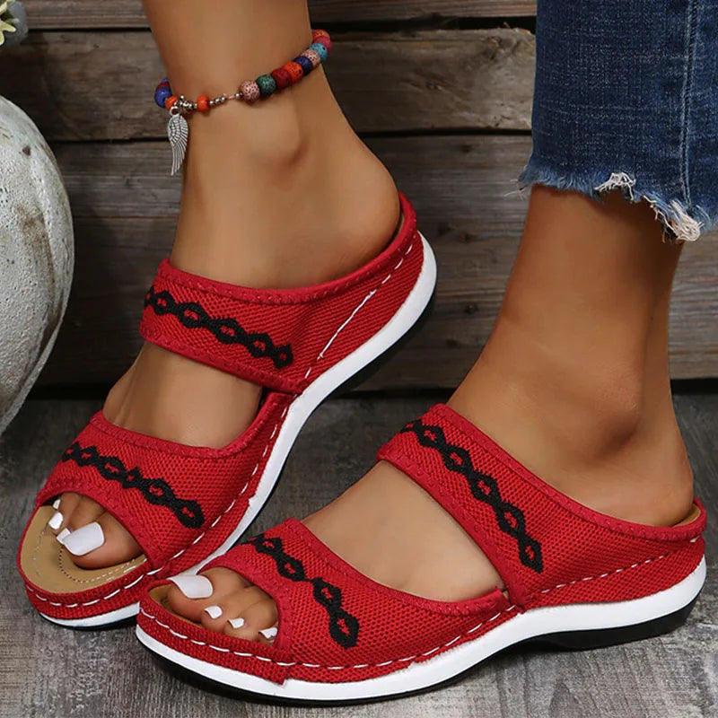 Women Sandals Breathable Mesh Summer Shoes For Women Low Heels Beach Slippers Sandals Summer Footwear Female