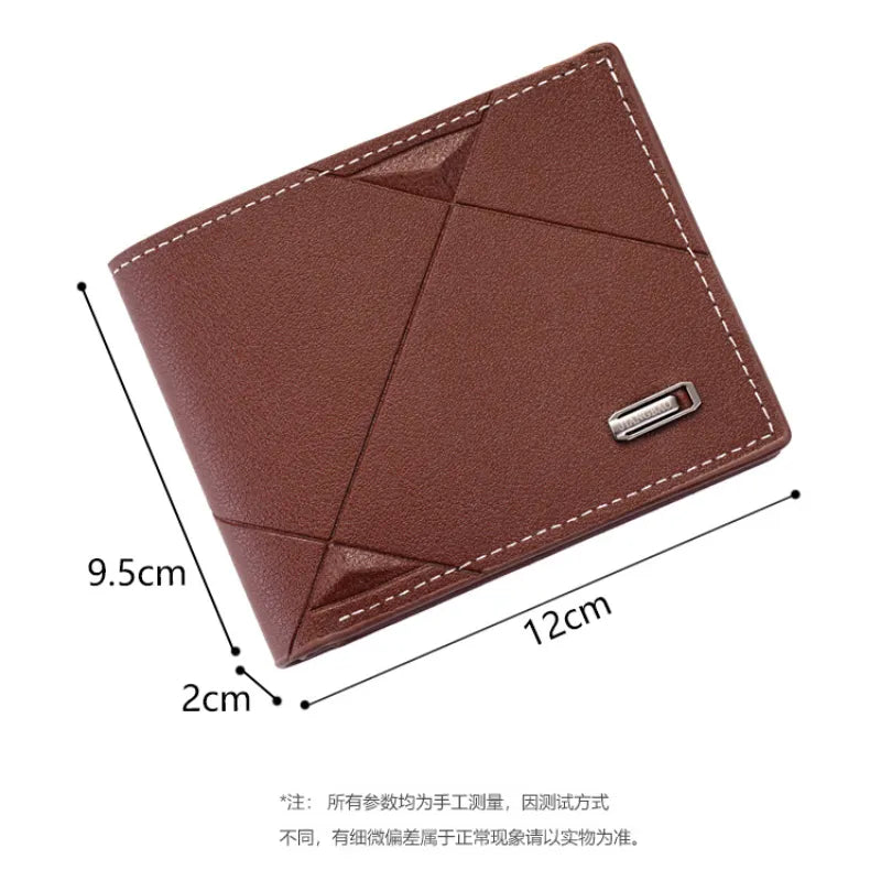 New Men's Wallet Short Multi-card Coin Purse Fashion Casual Wallet Male Youth Thin Three-fold Horizontal Soft Wallet Men PU