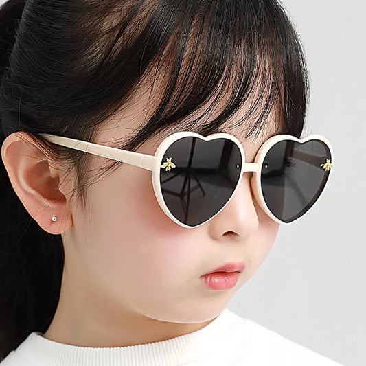 Fashion Brand Heart Kids Sunglasses New Children Cute Pink Cartoon Bee Sun Glasses Girls Boys Baby Gradient Eyewear