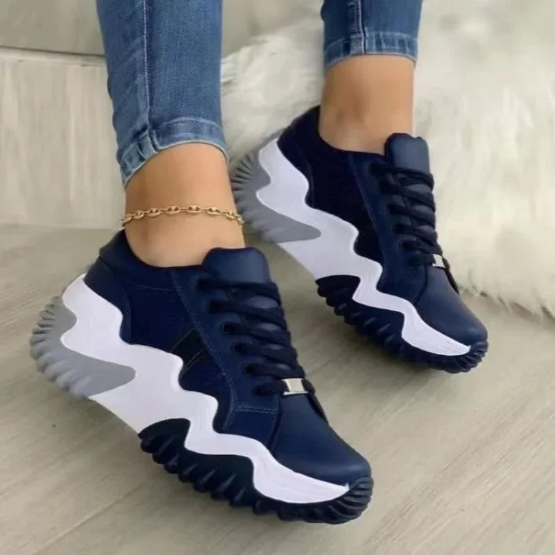 Platform Casual Sport Shoe Women  Lace Up Chunky Sneaker Wedge Non Slip Woman Shoes Plus Size 35-43