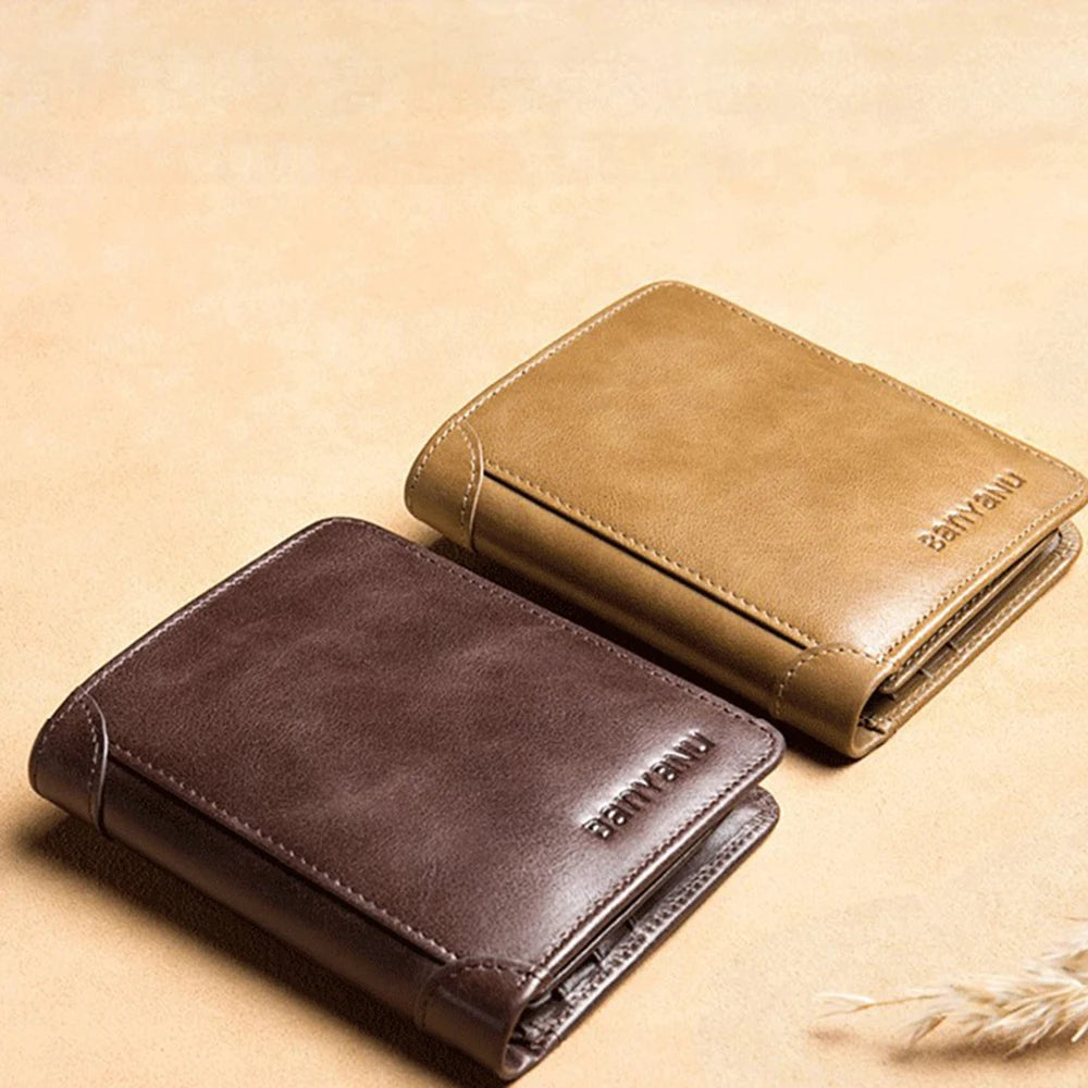 Men's Wallet Leather Billfold Slim Credit Card ID Holder Short Male Purse High Quality Business Foldable Wallets Cards Money Bag