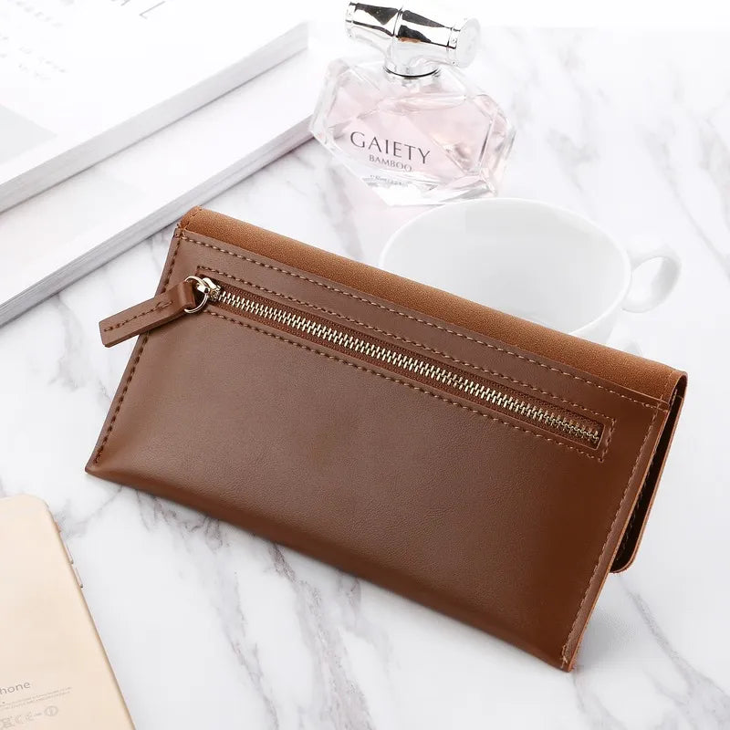 Leather Women Wallets Hasp Lady Moneybags Zipper Coin Purse Woman Envelope Wallet Money Cards ID Holder Bags Purses Pocket