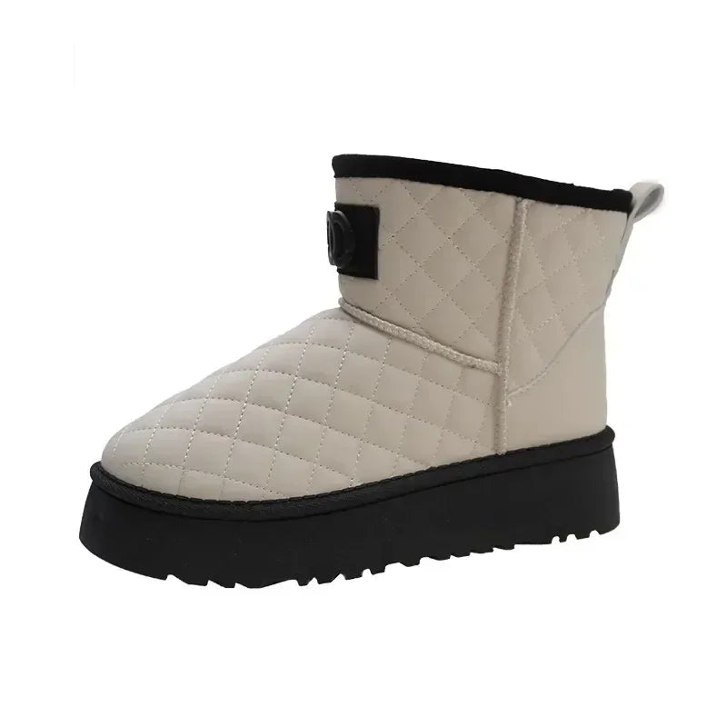 Women's Luxury Slip-on Solid Snow Boots Winter New Designer Fur-all-in-one Cotton Boots Designer Plush Warm Platform Shoes