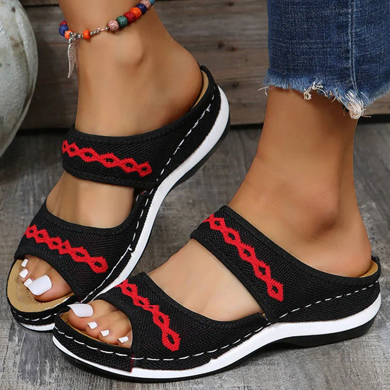 Women Sandals Breathable Mesh Summer Shoes For Women Low Heels Beach Slippers Sandals Summer Footwear Female