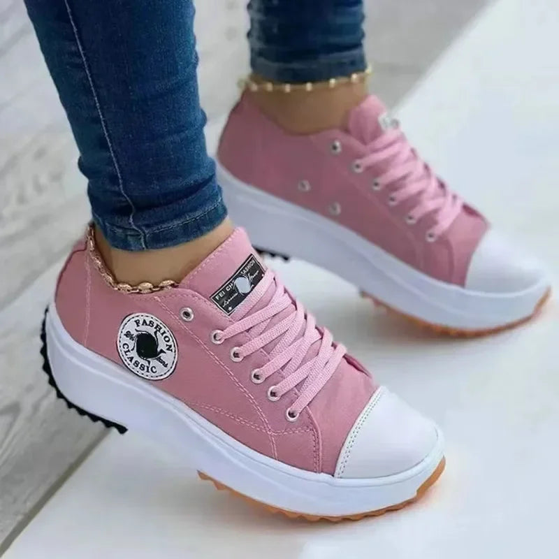 Canvas Ladies Casual Sneakers Spring Brand Women's Casual Shoes Classic Lace-Up Walking Shoes for Women  Ladies Shoes on Offer