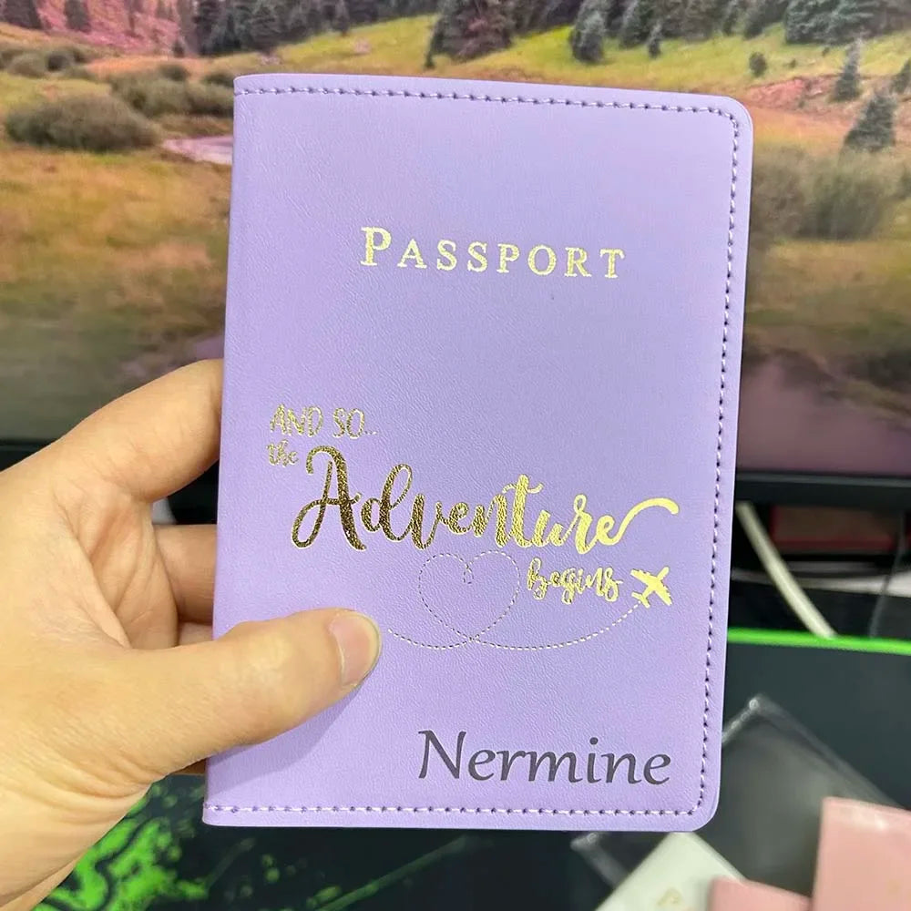 New Customize Adventure Passport Cover with Names Women Men Travel Wedding Passport Holder Cases Travel