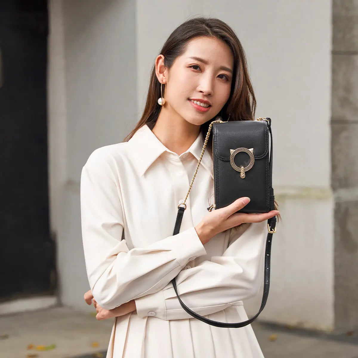 FOXER Mini Cellphone Pocket Bag Girl's High Quality Flap Crossbody Bag Fashion Female Phone Bag Lady Split Leather Shoulder Bags