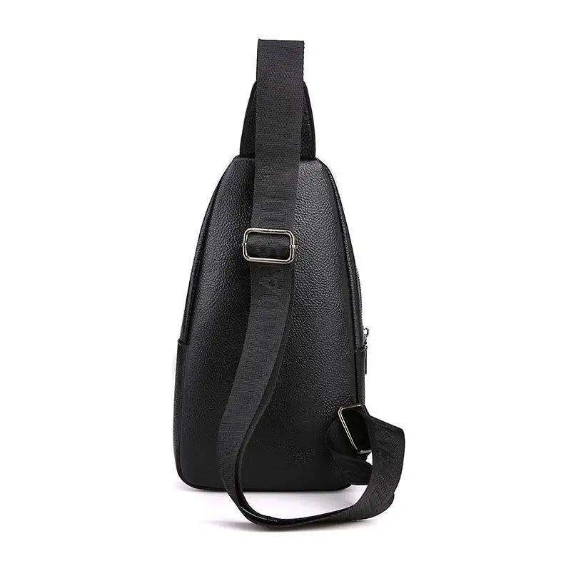 New Business Men's Shoulder Bag Vintage Fashion PU Leather Shoulder Bag Large Capacity Travel Outdoor Chest Bag Sling Bag