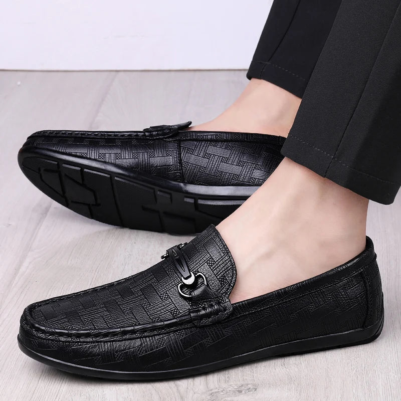 New Black Loafers Men's Leather High Quality Designer Men's Shoes Leather Shoes Soft Sole Comfortable Casual Shoes Moccasin