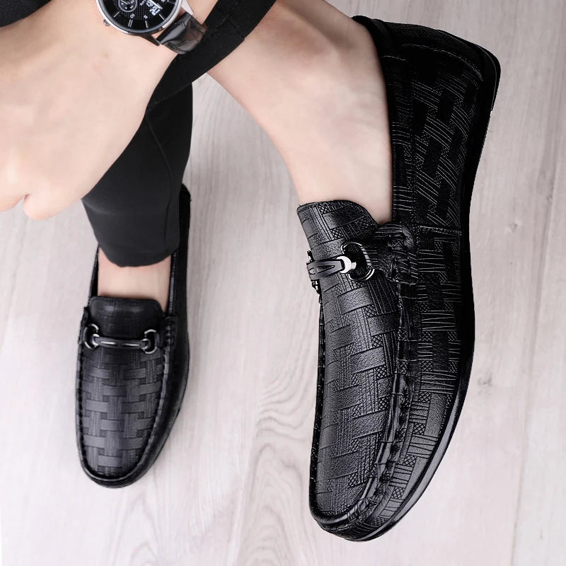 New Black Loafers Men's Leather High Quality Designer Men's Shoes Leather Shoes Soft Sole Comfortable Casual Shoes Moccasin