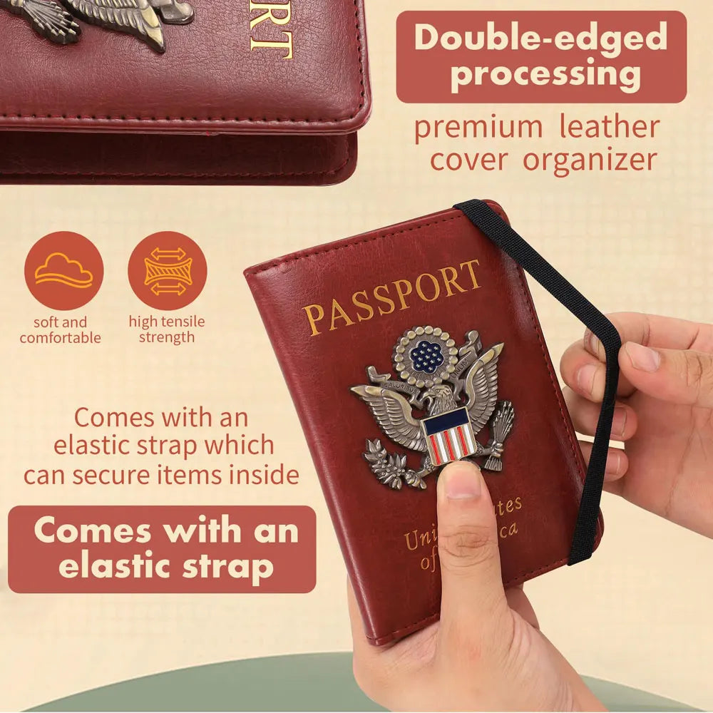 Personalize Passport Holder Cover Card Slot Combo RFID Blocking Leather Travel Passport Cover Luxuy Wallet Customized Name