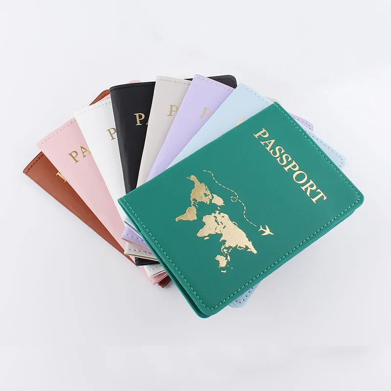 New Simple Fashion Passport Cover World Thin Slim Travel Passport Holder Wallet Gift PU Leather Card Case Cover Unisex