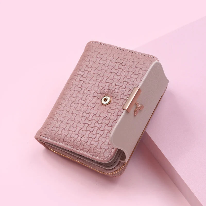 New Women Wallet Leaf Hasp Clutch Brand Designed Student Leather Mini Coin Purse Female Card Holder Money Bag